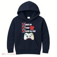 Wake Up Turn Twelve Game All Day 12th Birthday Kids Hoodie thumb 0