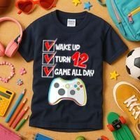 Wake Up Turn Twelve Game All Day 12th Birthday Kids T-Shirt thumb 3