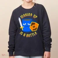 Waking Up is a Battle Funny Coffee Women's Sweatshirt thumb 0
