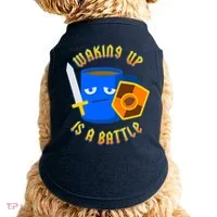 Waking Up is a Battle Funny Coffee Doggie Tank thumb 0