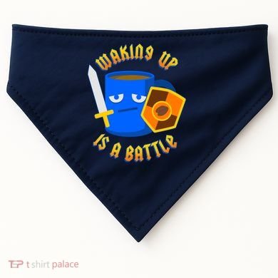Waking Up is a Battle Funny Coffee USA-Made Doggie Bandana