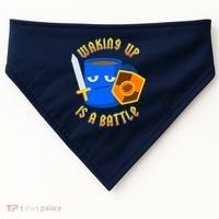 Waking Up is a Battle Funny Coffee USA-Made Doggie Bandana thumb 0