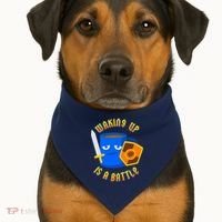 Waking Up is a Battle Funny Coffee USA-Made Doggie Bandana thumb 1