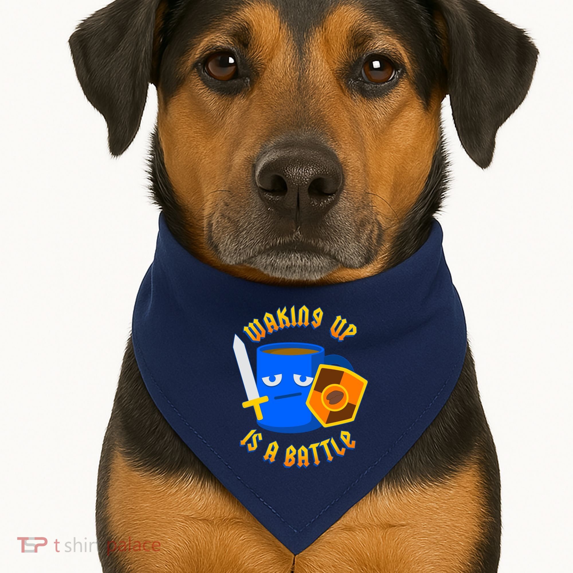 Waking Up is a Battle Funny Coffee USA-Made Doggie Bandana