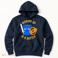 Waking Up is a Battle Funny Coffee Hoodie thumb 0