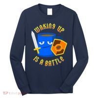 Waking Up is a Battle Funny Coffee Long Sleeve Shirt thumb 0