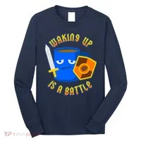Waking Up is a Battle Funny Coffee Long Sleeve Shirt thumb 0