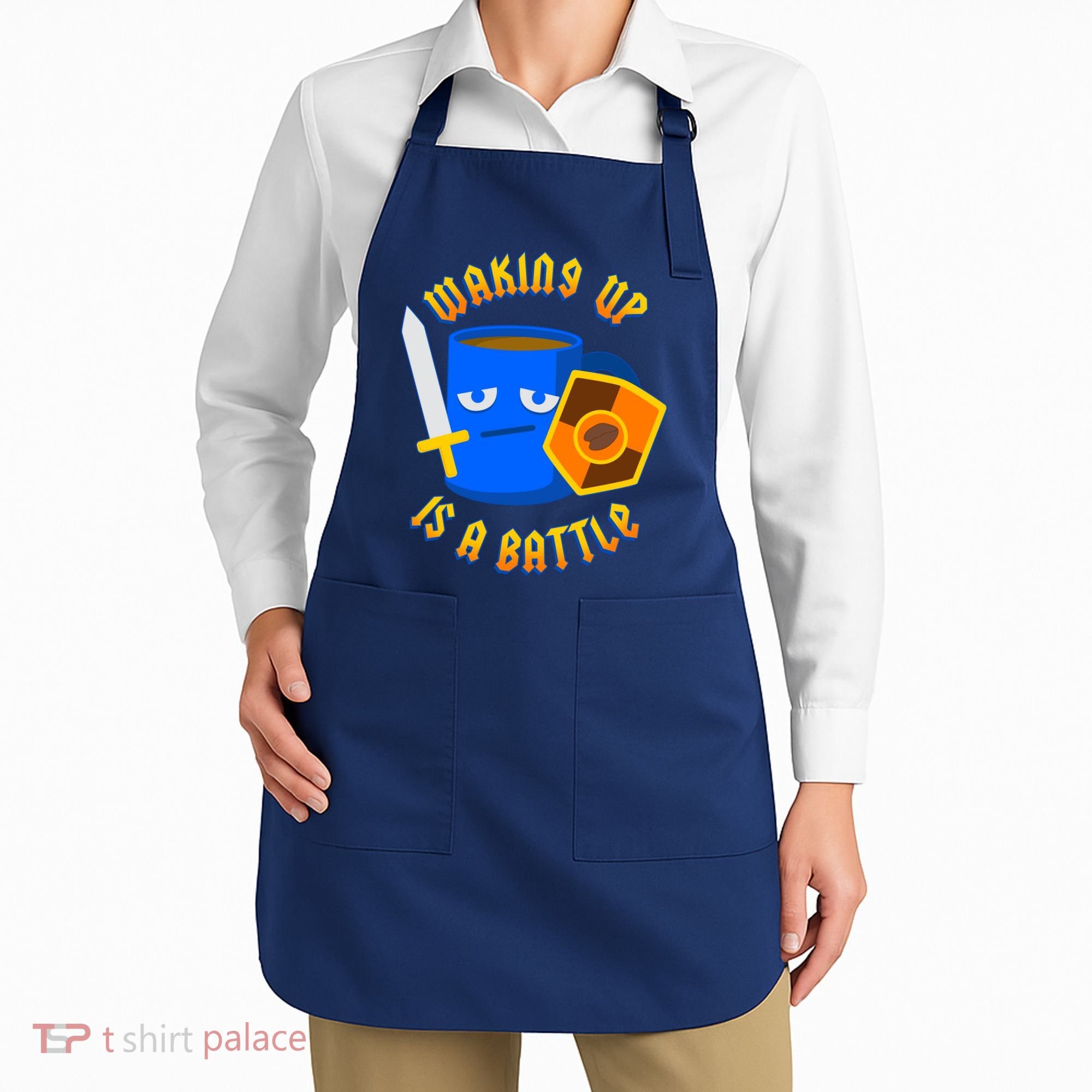 Waking Up is a Battle Funny Coffee Apron