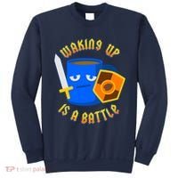 Waking Up is a Battle Funny Coffee Sweatshirt thumb 0