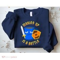Waking Up is a Battle Funny Coffee Sweatshirt thumb 2