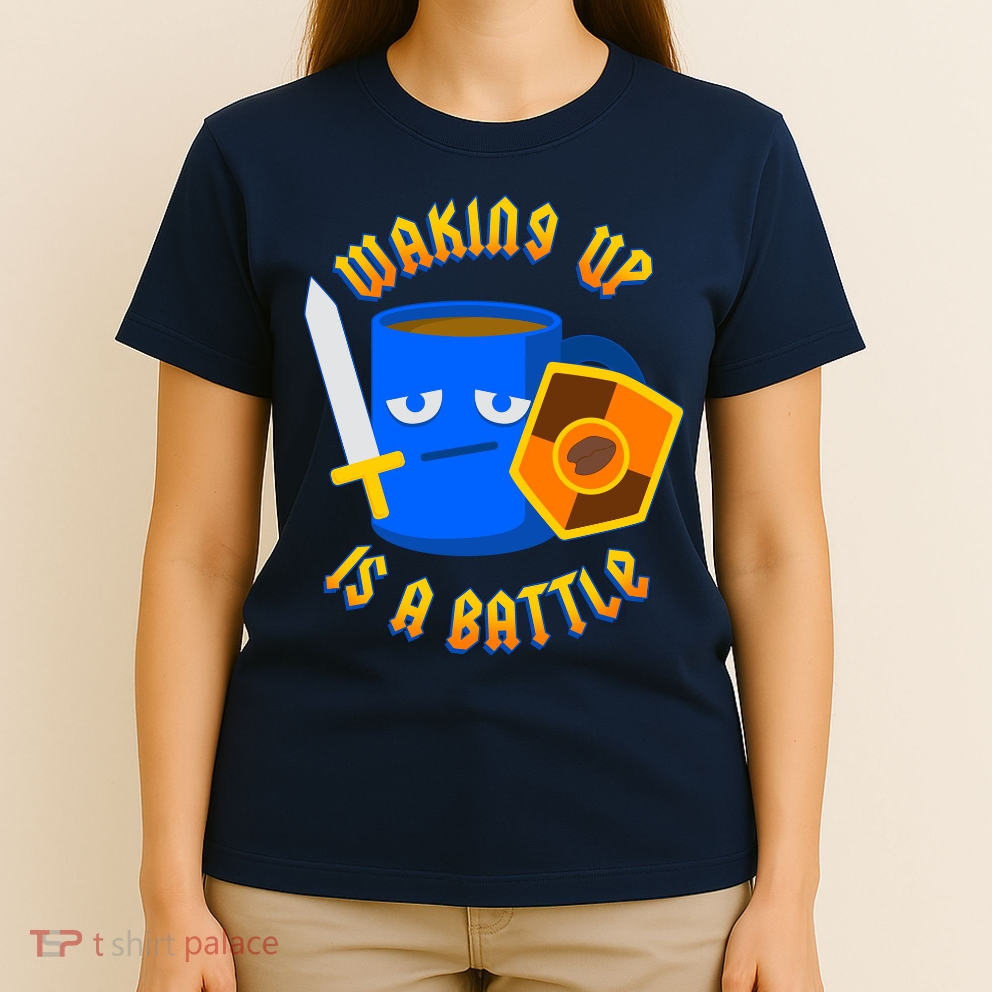 Waking Up is a Battle Funny Coffee T-Shirt