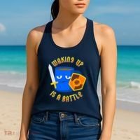 Waking Up is a Battle Funny Coffee Women's Tank Top thumb 2