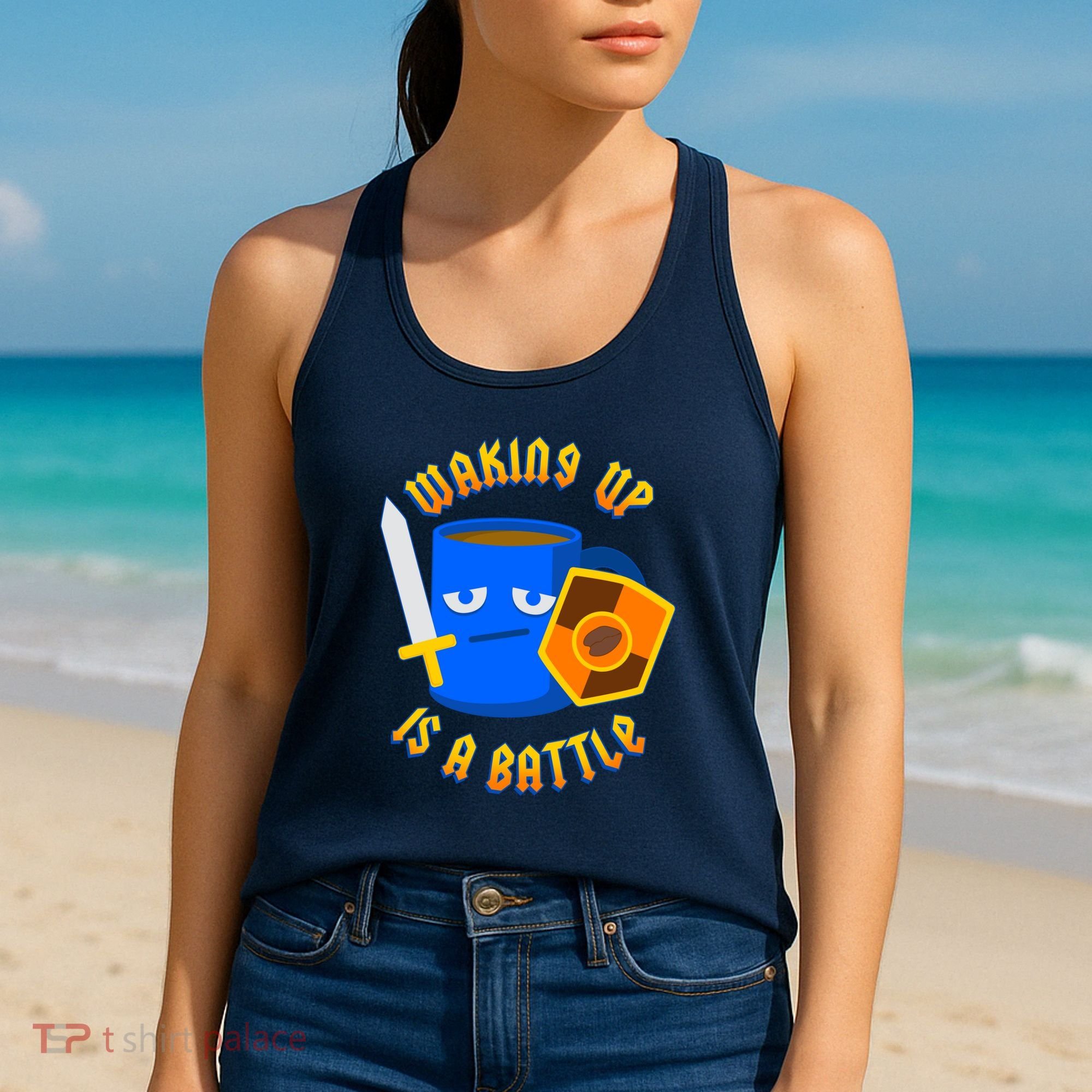 Waking Up is a Battle Funny Coffee Women's Tank Top