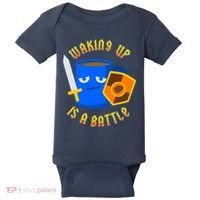 Waking Up is a Battle Funny Coffee Baby Bodysuit thumb 0