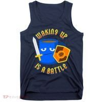 Waking Up is a Battle Funny Coffee Tank Top thumb 0