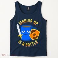 Waking Up is a Battle Funny Coffee Tank Top thumb 2