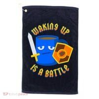 Waking Up is a Battle Funny Coffee Golf Towel thumb 0