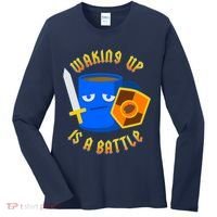 Waking Up is a Battle Funny Coffee Women's Long Sleeve Shirt thumb 0