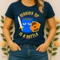 Waking Up is a Battle Funny Coffee Women's T-Shirt thumb 2