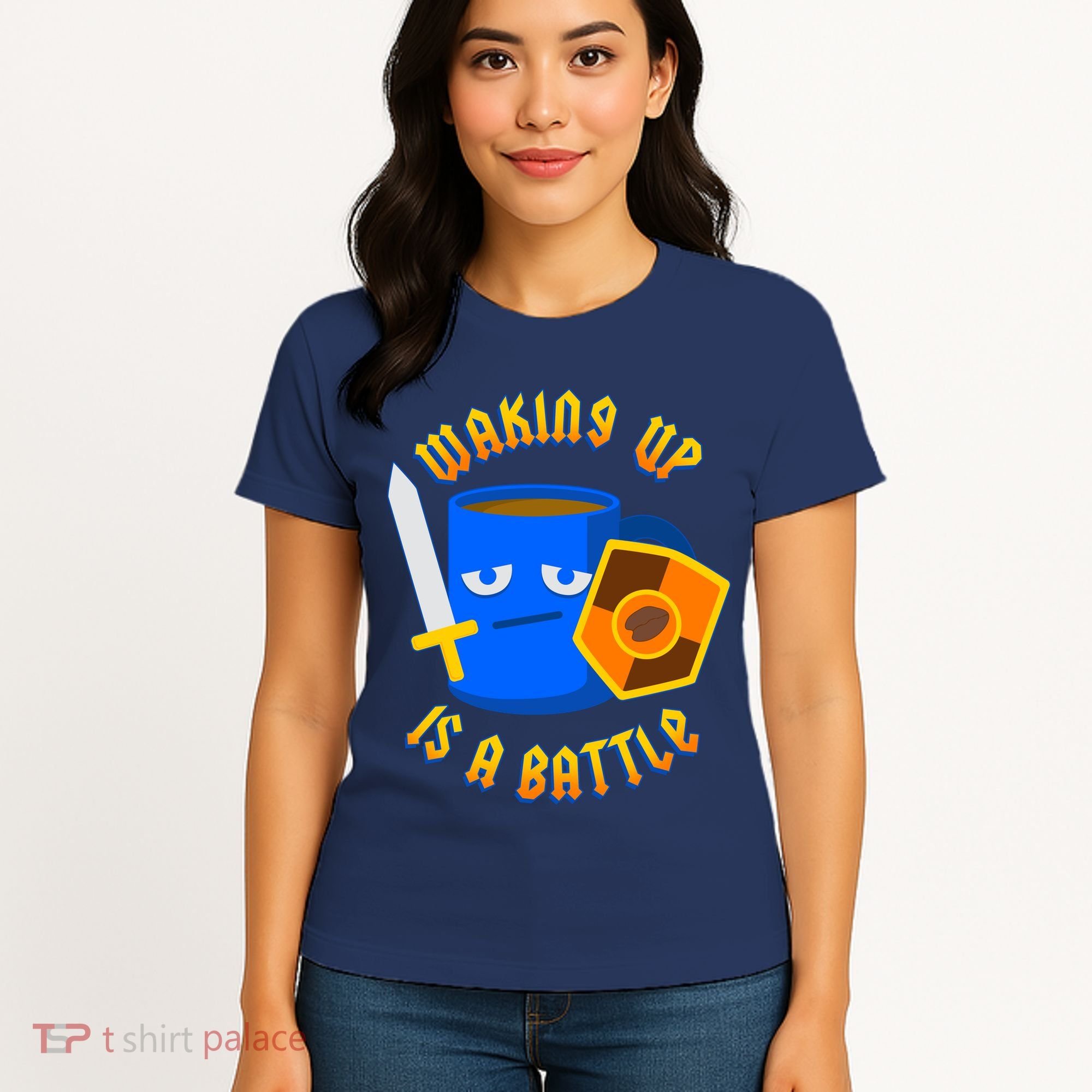 Waking Up is a Battle Funny Coffee Women's T-Shirt