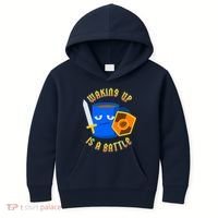 Waking Up is a Battle Funny Coffee Kids Hoodie thumb 0