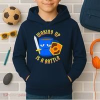 Waking Up is a Battle Funny Coffee Kids Hoodie thumb 2