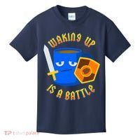 Waking Up is a Battle Funny Coffee Kids T-Shirt thumb 0