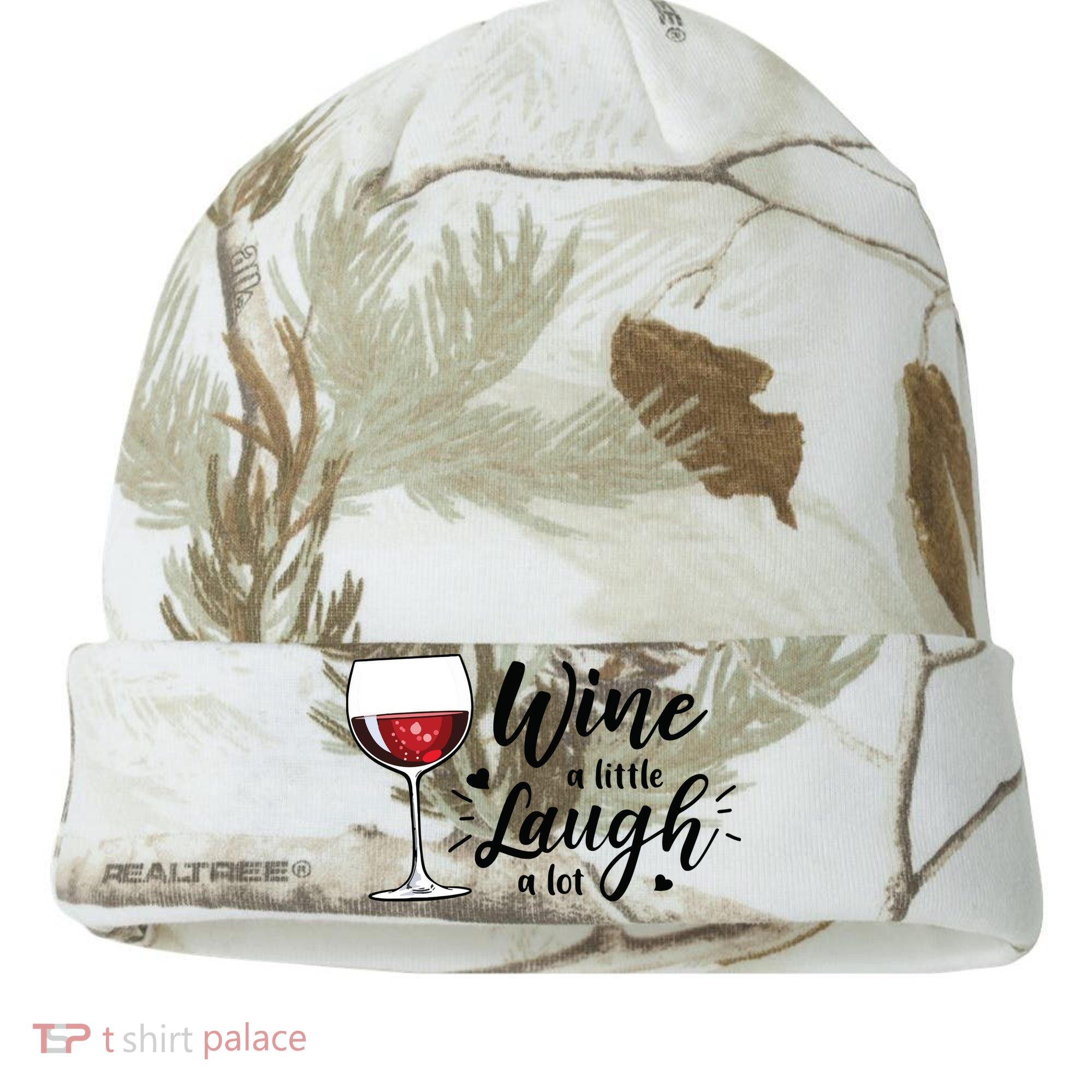 Wine A Little Laugh A Lot Funny Wine Lover Gifts Kati Licensed 12" Camo Cuffed Beanie