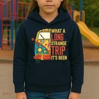 What A Long Strange Trip ItS Been 70s Hippie Camping Lover Kids Hoodie thumb 3