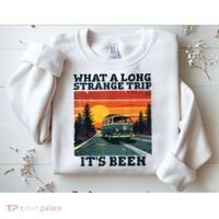 What A Long Strange Trip ItS Been 70s Hippie Camping Lover Sweatshirt thumb 2