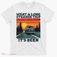 What A Long Strange Trip ItS Been 70s Hippie Camping Lover T-Shirt thumb 0