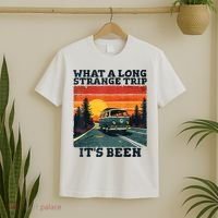 What A Long Strange Trip ItS Been 70s Hippie Camping Lover T-Shirt thumb 2
