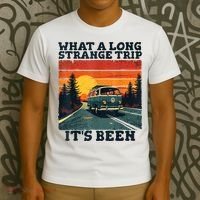 What A Long Strange Trip ItS Been 70s Hippie Camping Lover T-Shirt thumb 3
