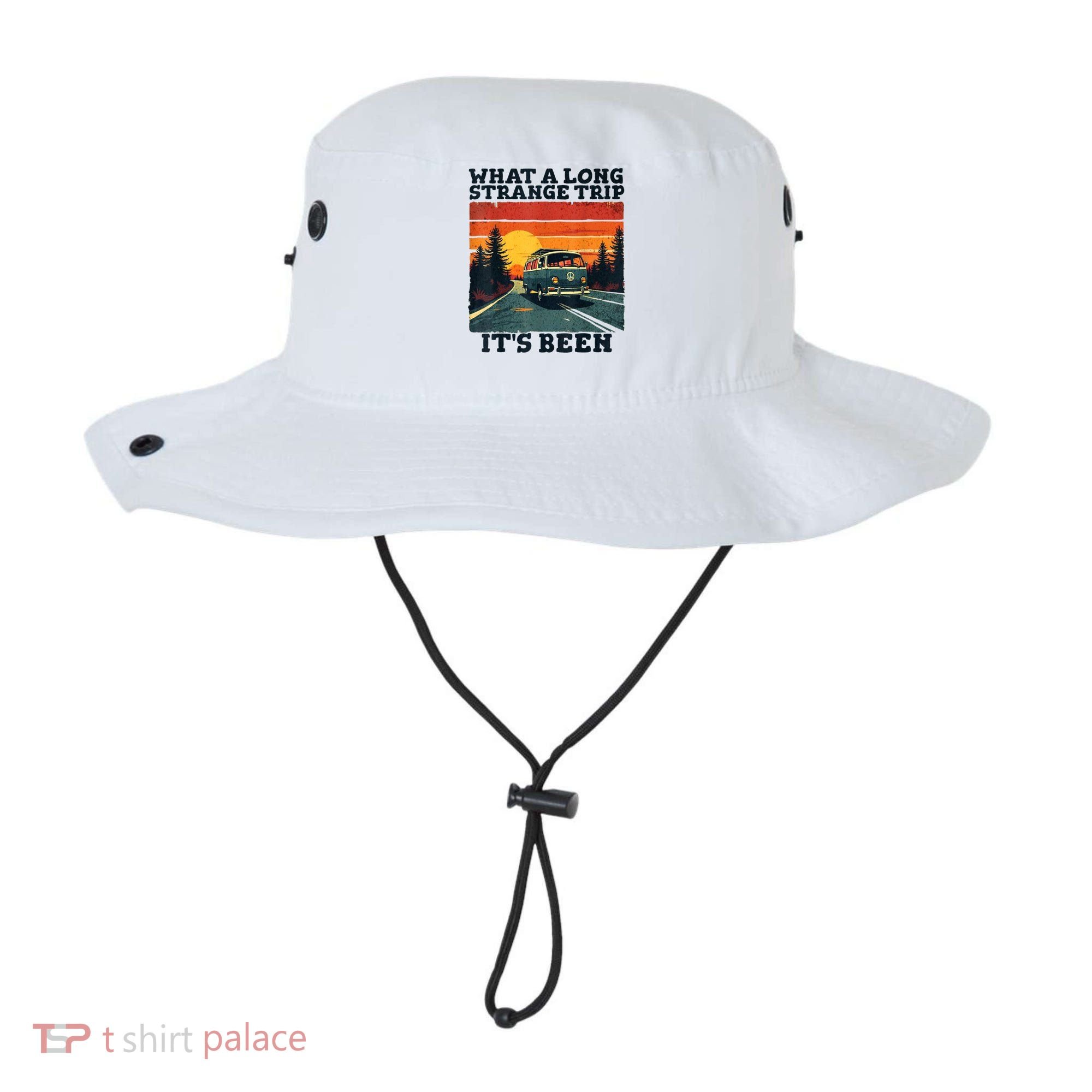 What A Long Strange Trip ItS Been 70s Hippie Camping Lover Bucket Hat