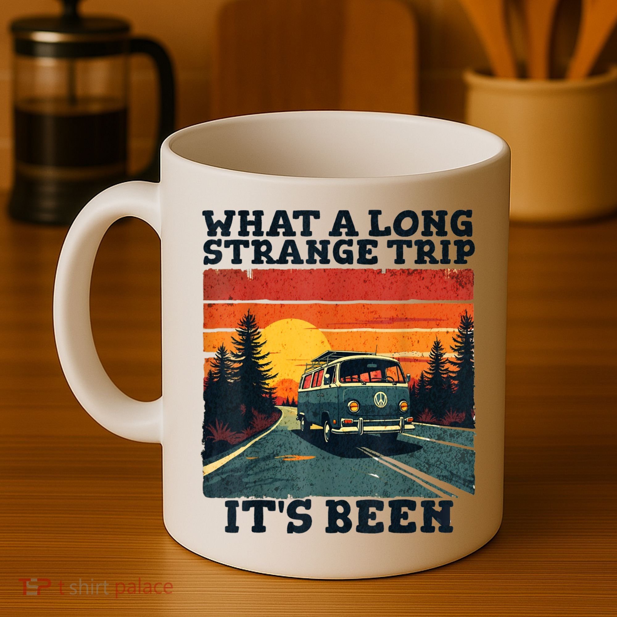 What A Long Strange Trip ItS Been 70s Hippie Camping Lover Coffee Mug