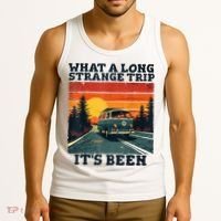 What A Long Strange Trip ItS Been 70s Hippie Camping Lover Tank Top thumb 3