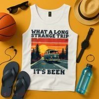 What A Long Strange Trip ItS Been 70s Hippie Camping Lover Tank Top thumb 4