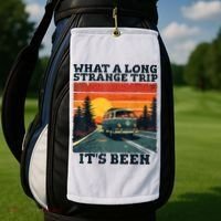 What A Long Strange Trip ItS Been 70s Hippie Camping Lover Golf Towel thumb 2