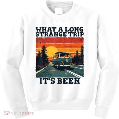 What A Long Strange Trip ItS Been 70s Hippie Camping Lover Kids Sweatshirt