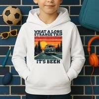 What A Long Strange Trip ItS Been 70s Hippie Camping Lover Kids Hoodie thumb 2
