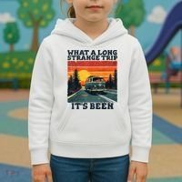 What A Long Strange Trip ItS Been 70s Hippie Camping Lover Kids Hoodie thumb 3