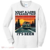 What A Long Strange Trip ItS Been 70s Hippie Camping Lover Kids Long Sleeve Shirt thumb 0