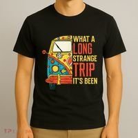 What A Long Strange Trip ItS Been 70s Hippie Camping Lover T-Shirt thumb 3