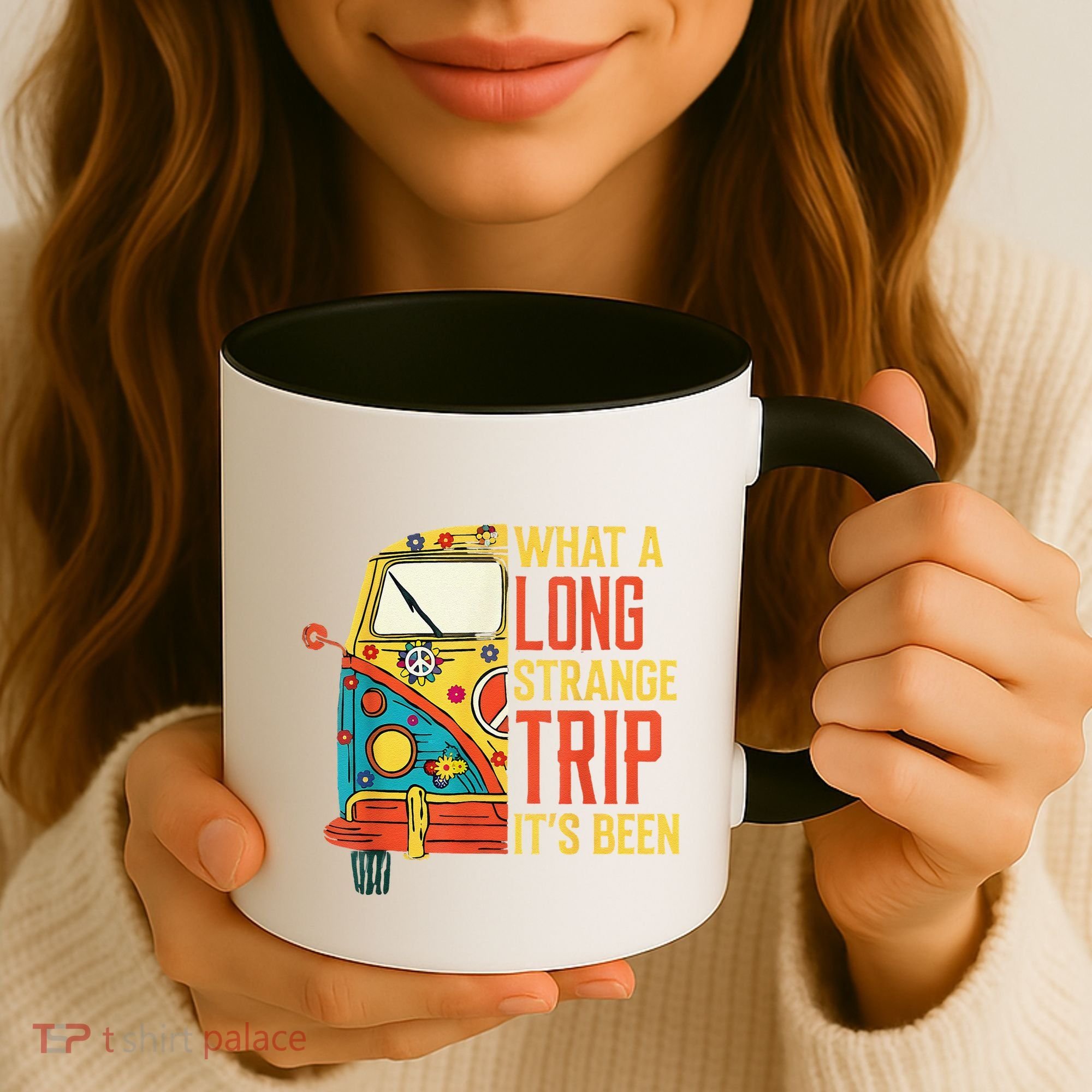 What A Long Strange Trip ItS Been 70s Hippie Camping Lover Coffee Mug