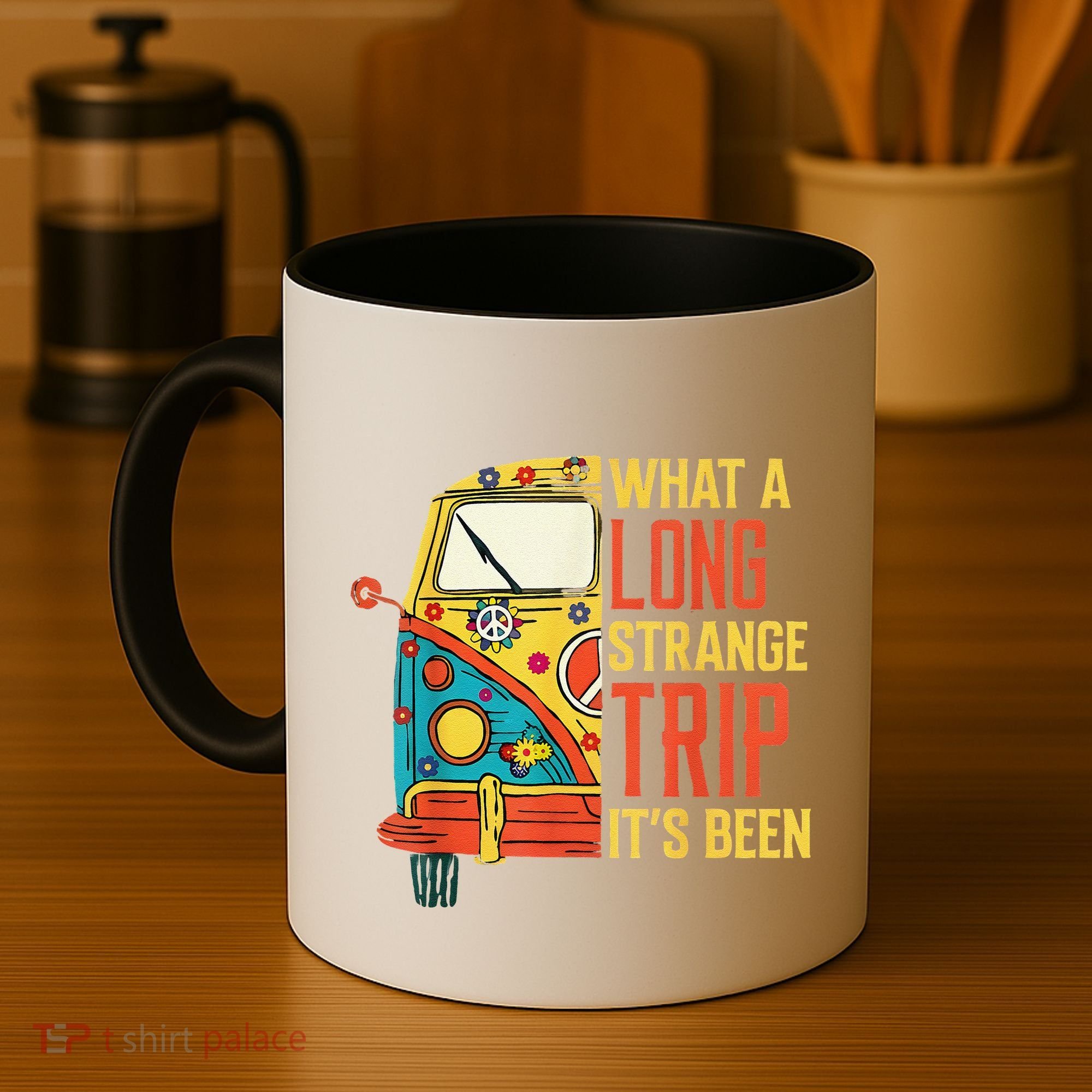 What A Long Strange Trip ItS Been 70s Hippie Camping Lover Coffee Mug
