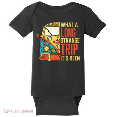What A Long Strange Trip ItS Been 70s Hippie Camping Lover Baby Bodysuit