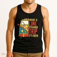 What A Long Strange Trip ItS Been 70s Hippie Camping Lover Tank Top thumb 3