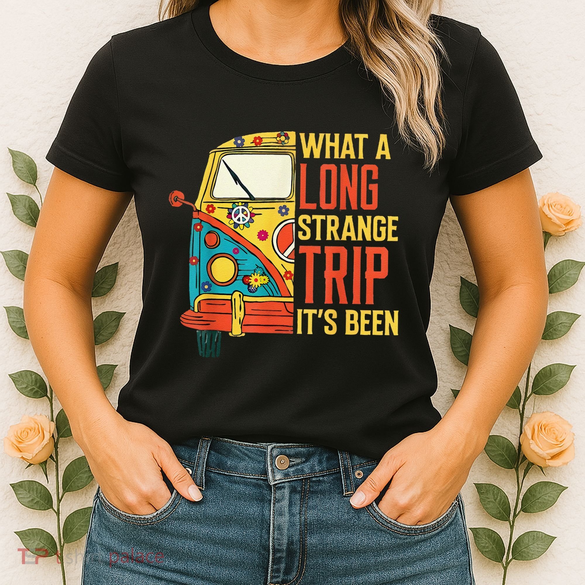 What A Long Strange Trip ItS Been 70s Hippie Camping Lover Women's T-Shirt