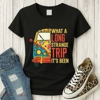 What A Long Strange Trip ItS Been 70s Hippie Camping Lover Women's T-Shirt thumb 3
