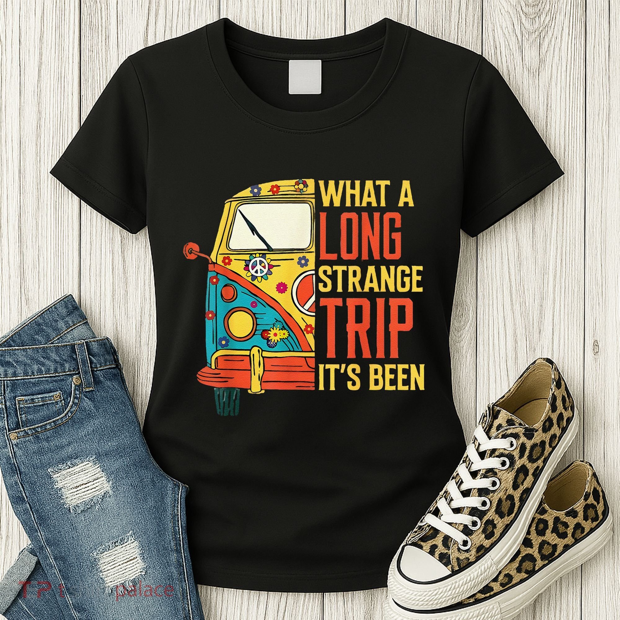 What A Long Strange Trip ItS Been 70s Hippie Camping Lover Women's T-Shirt